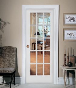 30” X 80” 15-Lite True Divided Clear Glass Interior Door, White