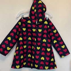 New Gymboree Girls Raincoat - size: 7/8 - Color: Navy w/ Pink & Yellow Hearts