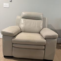 Club Chair (Reclining) Leather - Dove Grey