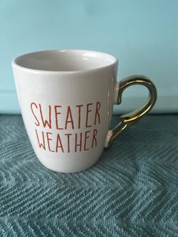 Sweater Weather Ceramic Mug with Gold Handle