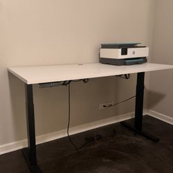 Adjustable Height White Desk (with from home)