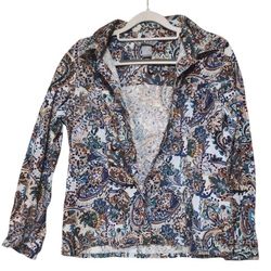 Koret Women's PS Petite  Multicolor Paisley Long Sleeve Button Up Pocketed Top 