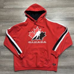 Vintage Team Canada Hockey  Size XL Pullover Hoodie Waves Red 