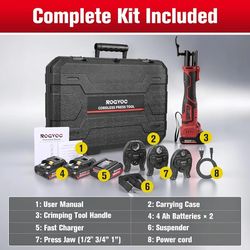 ProPress Tool for Copper Pipe, 18V Brushless Electric Crimping Tool Kit for 1/2, 3/4, 1 Inch Pro Press Fittings with 3 Press Jaws, 2-Pack