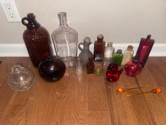 Collection of Old Glass Bottles And Oddities