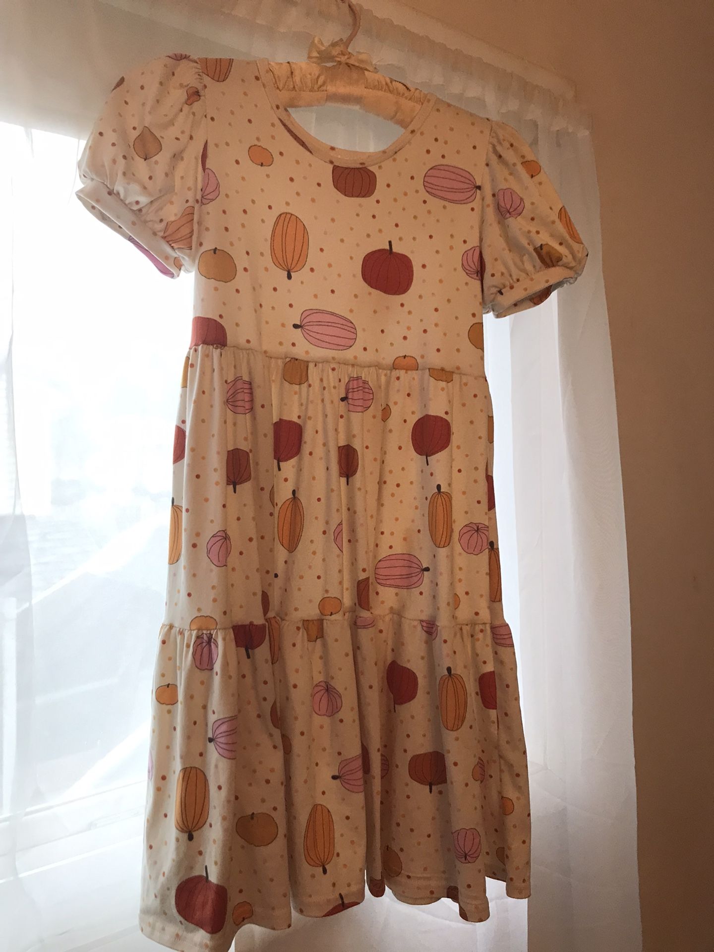 Dot Dot Smile Girls Fall Pumpkin Print Dress Size 8/10