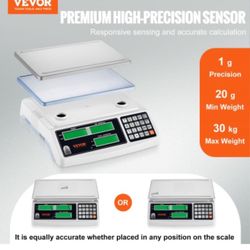 Industrial Counting Scale, 30 kg x 1 g, Digital Scale for Parts and Coins, g/kg/lb Units