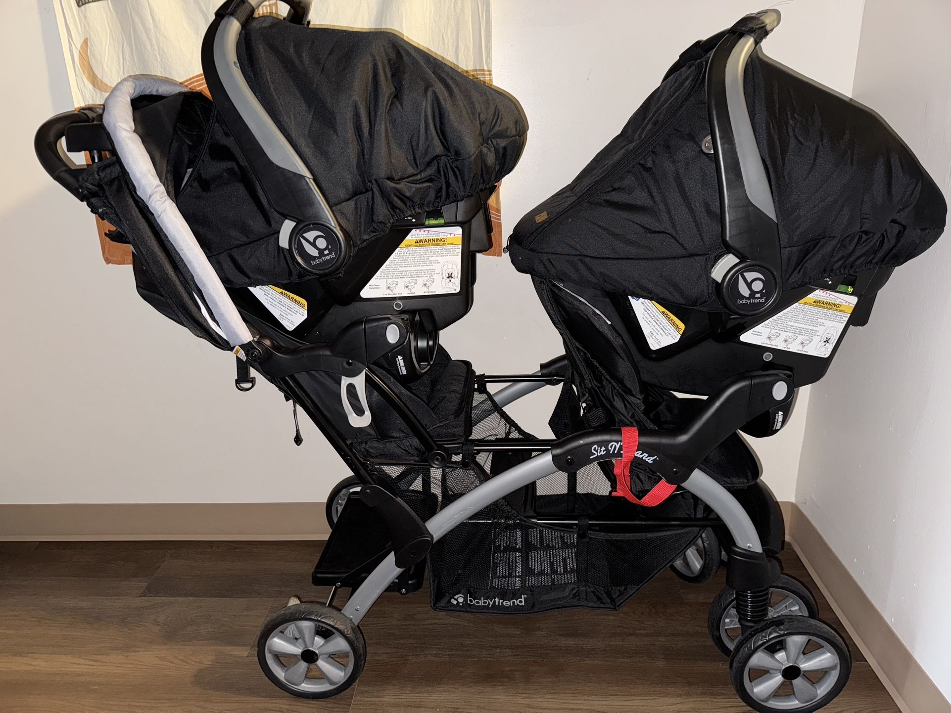 Baby Trend Infant and Toddler Double Stroller & Car Seat Combo, 2 Pc Set, Stormy