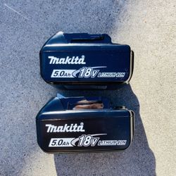 Two New Makita LXT 18v 5.0 Batteries