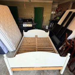 White Wooden Queen Size Bed Frame
