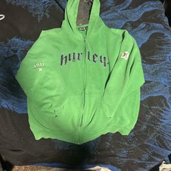 Hurley Green Zip-Up Hoodie – XL – Full Zip