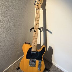 Squier Sonic Telecaster Maple Fingerboard Electric Guitar Butterscotch Blonde + speaker amplifie,