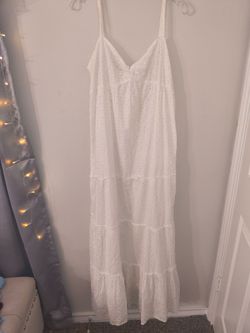 Michael Kors White Eyelet Embroidered Maxi Sundress Size Large