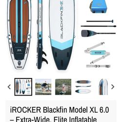 BLACKFIN Inflatable Paddle Board w/ Paddle – Stable iRocker SUP