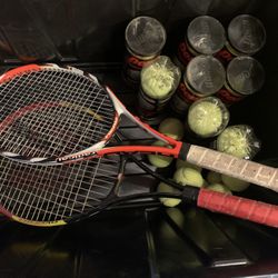 tennis rackets and balls