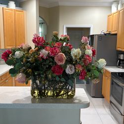 Silk Roses In Acrylic Water