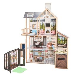 Lakeview Villa Wooden Dollhouse & Greenhouse $99.99