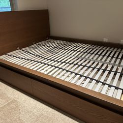 IKEA Malm Queen Bed Drawers Slats Nightstands