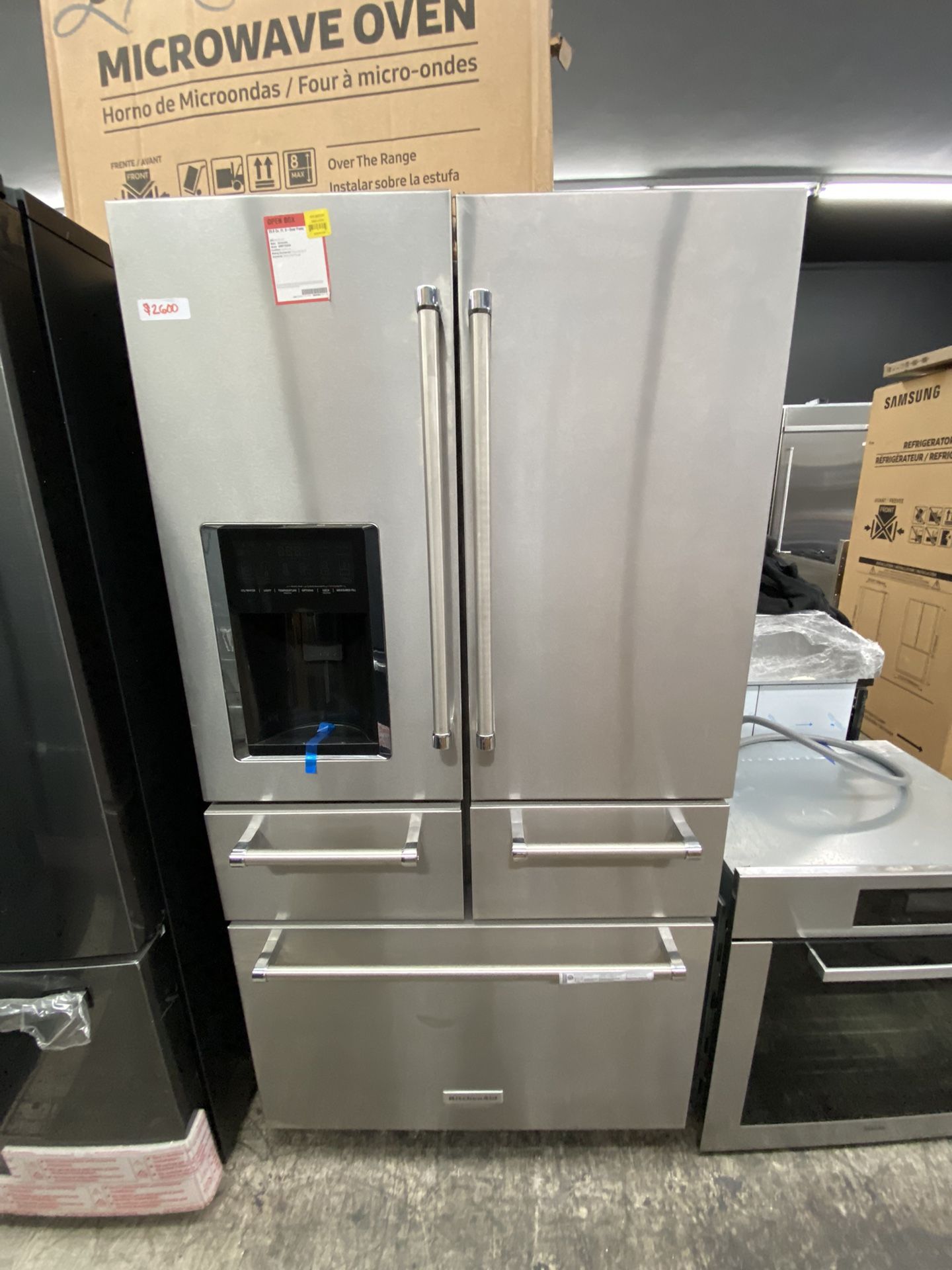 Kitchen Aid 5 Door Stainless Steel Refrigerator Open Box
