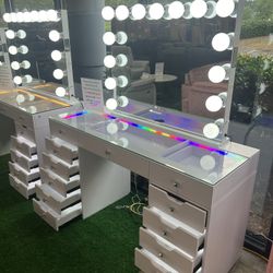 Makeup Vanity and LED Mirror with Bluetooth Speaker 