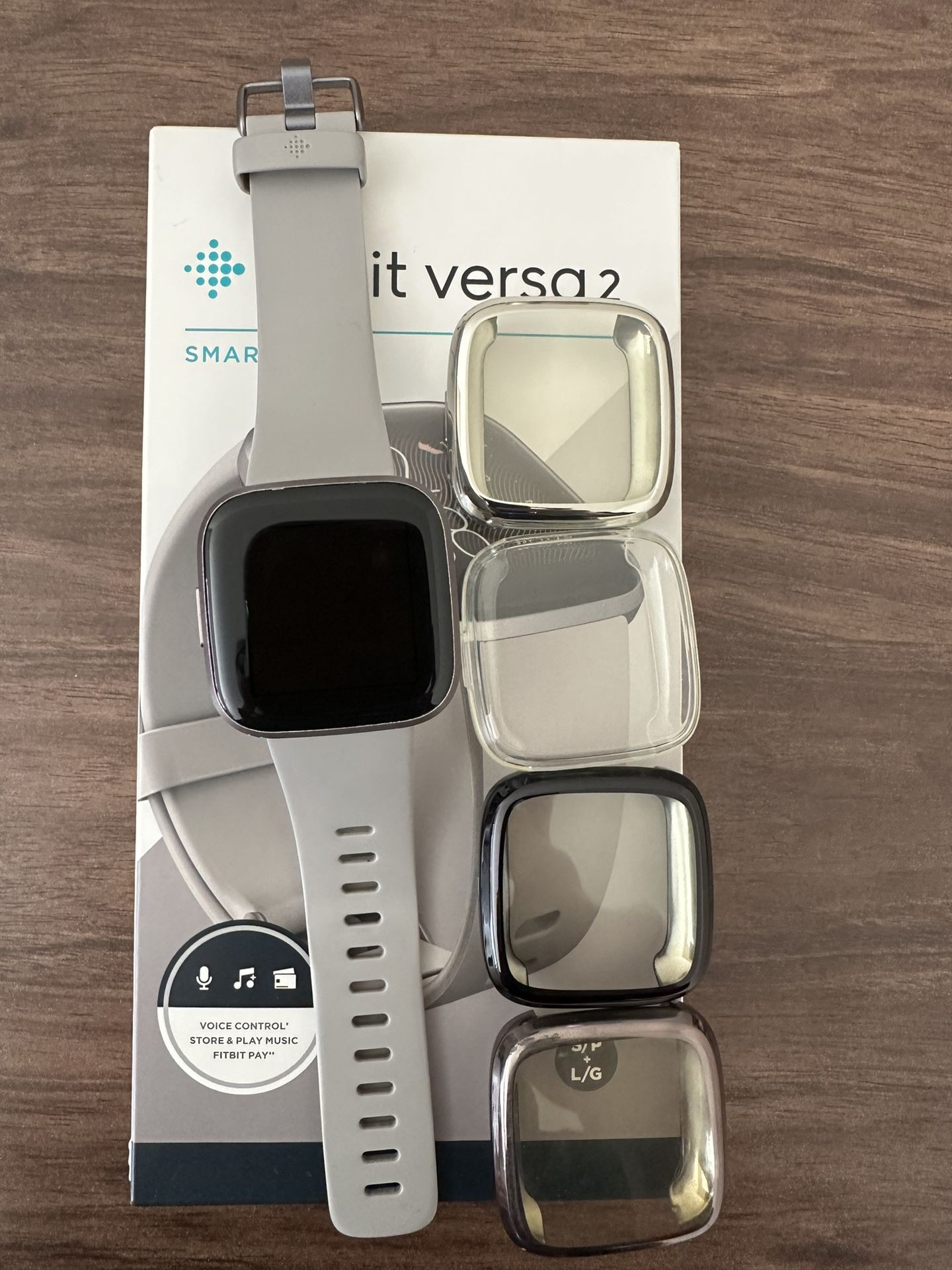 Fitbit Versa 2 with Silicone Cases, Charger, Original Box & Bands (Small & Large) – Excellent Condition!