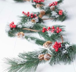 Frosted Christmas Garland 6FT with Berries and Pinecones