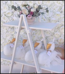 White latter shelf stand - birthday party decorations
