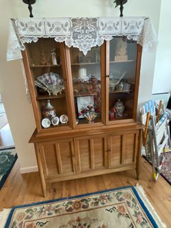 Wooden China Cabinet with Glass Doors