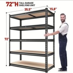 NEW 2000LBS Garage Shelving 35.5"W x 72"H x 15.8" Shelves Heavy Duty Shelving 5 Tier Metal Shelves