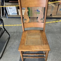 Vintage/Antique spindel back harp looking cane bottom chair