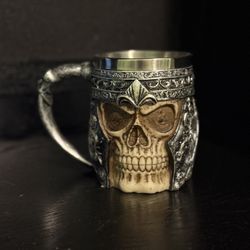 Viking Skull Coffee Mug Metal Lined
