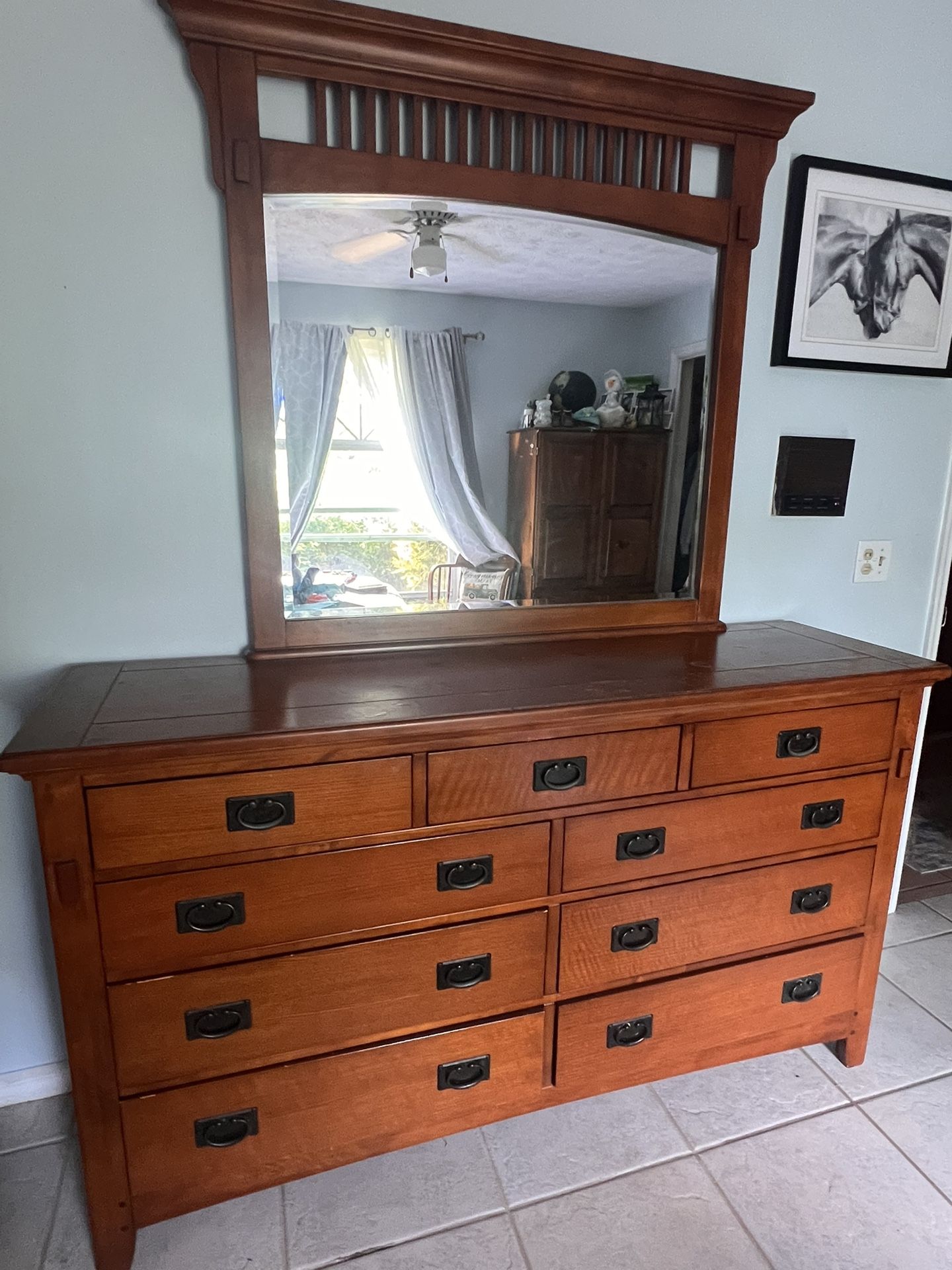 Wooden Dresser With Mirror