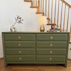 Modern 8 Drawer Olive Green Dresser - FREE DELIVERY
