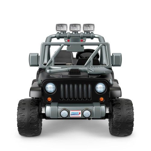 Power Wheels Jeep Wrangler Willys Battery-Powered Ride-On Vehicle with Lights & Sounds, Black, 12V