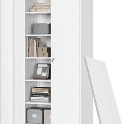 Metal Storage Cabinet with Lock Door Adjustable Shelf,72"