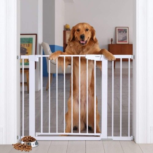 Regalo Extra Tal Extra Tall Walk-Through Baby & Pet Gate with Small Pet Door – Pressure Mounted – White