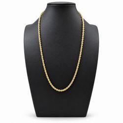 22” 4mm 10K yellow gold diamond cut rope chain