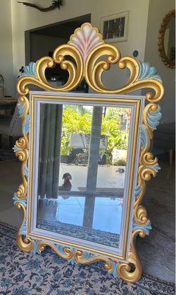 Hand painted wood mirror
