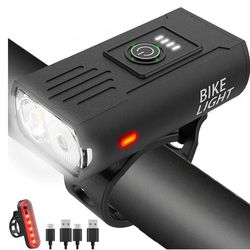 Victoper Bike Light, High Lumens Super Bright Bicycle Light, 6+4 Modes USB Rechargeable Bike Headlight & Tail Light Set, Waterproof Safety Bike Front 