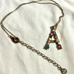 Beautiful Bella Jack gold Necklace With Multicolored Jeweled Initial “A” Pendant 