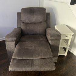 Grey Leather Manual Recliner 