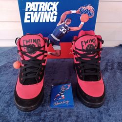 Patrick Ewing Athletics 33 Hi Black Red Chili Pepper Shoes Sz 10 Men's