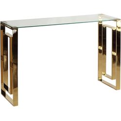 Cortesi Home Laila Console Table in Gold Stainless Steel and Clear Glass 47 Retail Price: $279.99.