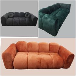 BRAND NEW  8ft  sofas  VELVET  ORANGE FABRIC. CUSTOM MADE AVAILABLE