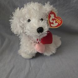 Loveypup the White Valentine Dog Ty Beanie Baby MWMT Collectible Retired

