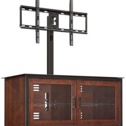 Used TV Stand With Glass Top And Wood Door Storage