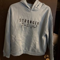 “Stronger Than the Storm” Light Blue Hoodie Size XXL