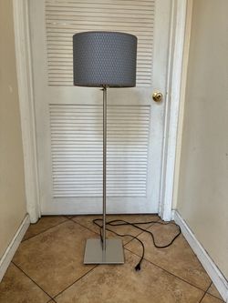 IKEA Alang Grey Silver Brushed Adjustable Floor Lamp Light Basket Textured Shade. 45” - 62”
