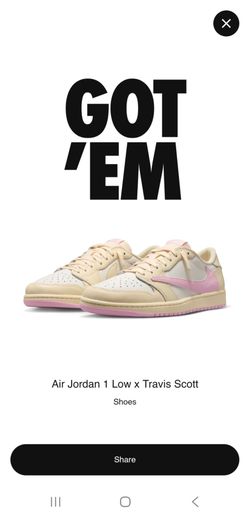 Travis Scott Shy Pink Men Size 10 Jordan 1 Shoes