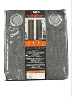 1 Set (2 CURTAINS) SUN+BLK Total Blackout Curtains 52"x84" Buckingham Charcoal
